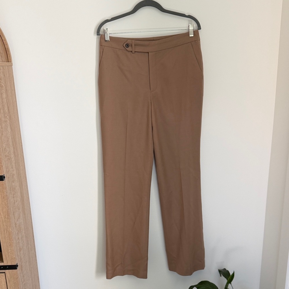 Chaps Straight-Leg Women's Wool Pants in Camel Brown